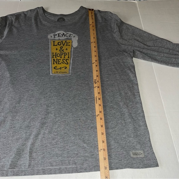 Life is Good Beer Graphic Gray Long Sleeve Tee Peace, Love & Hoppiness‎ Size XL - Picture 7 of 11